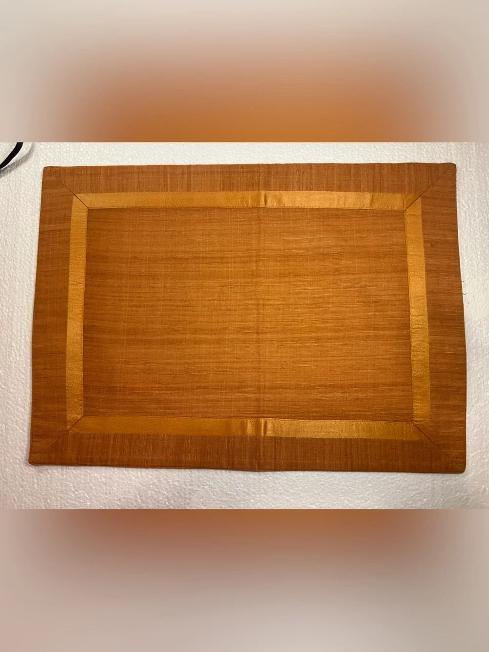 Placemat Set of 7 Peach w/Matching Ribbon Trim 19 X 13